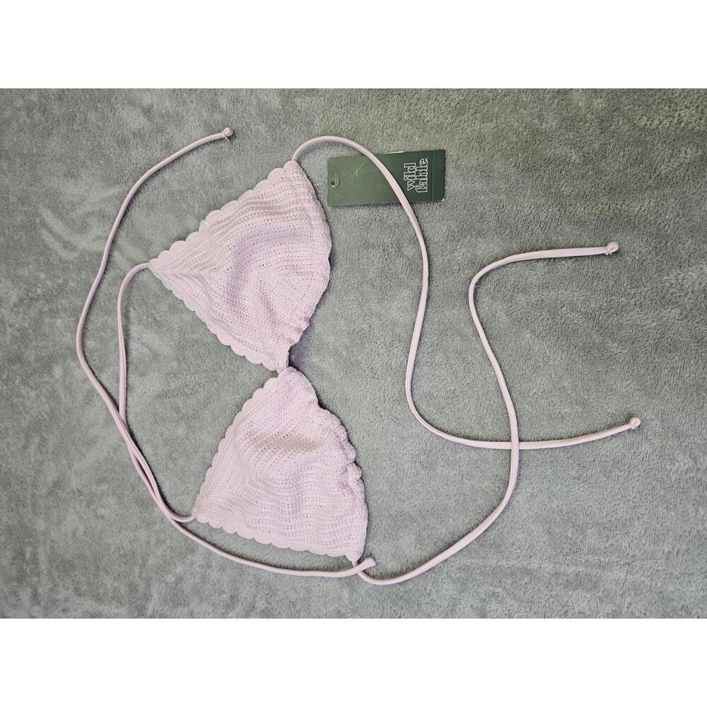 Wild Fable Crochet Triangle Bikini Top - Soft Pink